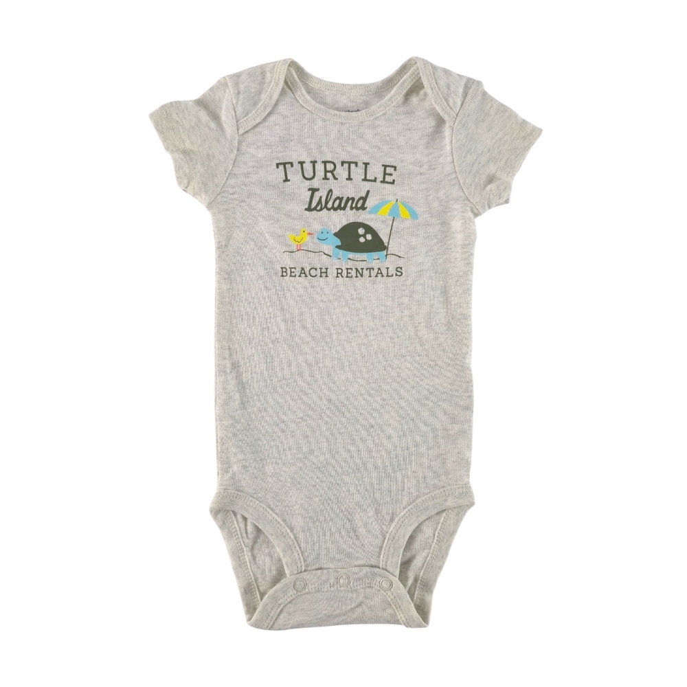 Carter’s OshKosh Baby Short Sleeve Onesie “Turtle Island, Beach Rentals” – 6M